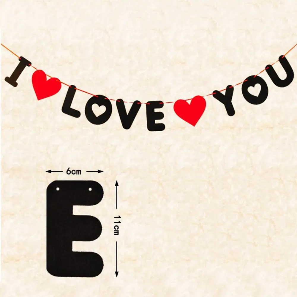 1 Набор романтических баннеров с надписью I Love You и сердечками нетканые сделай сам
