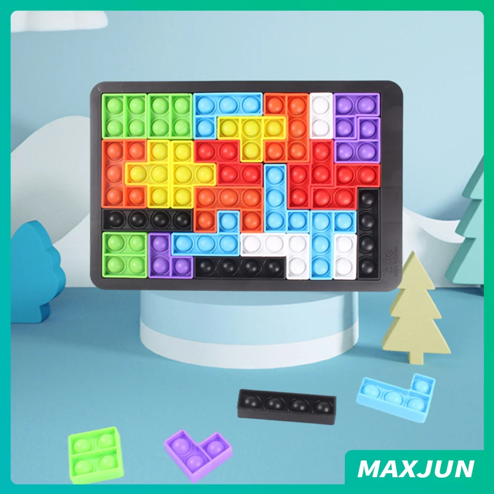 

Новые игрушки для антистресса Tetris pop it fidget, многоцветная головоломка, силиконовые пузырьки для снятия стресса, сжимаемые игрушки, сшиваемые ...