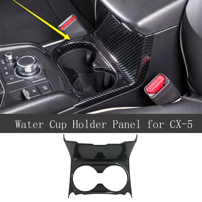 

NEW-ABS Carbon Fiber Water Cup Holder Panel Cover Trim Stickers Decorations for Mazda CX-5 CX5 2017-2021 Car Styling