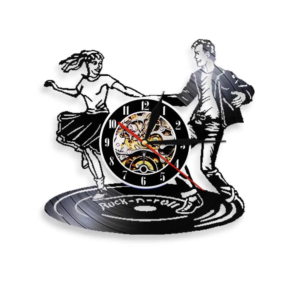 Настенные часы в стиле диско танцора винтажные настенные украшения с виниловой