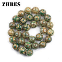 natural green agates china tibetan buddhism dzi eyes beads 81012mm round spacer loose beads for jewelry making diy accessoriy