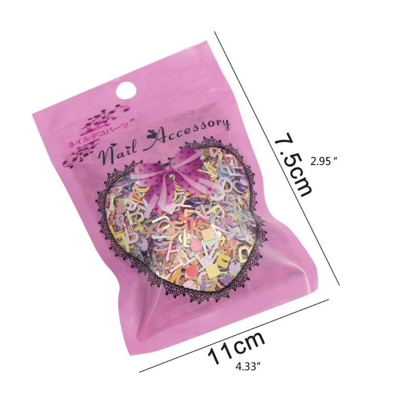 

Letter Nail Art Glitter Sequins Holographic English Alphabet Nail Sequins T5UF
