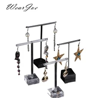 black clear acrylic earrings jewelry display rack stand eardrop organizer holder case bouches ornament hanger t bar 2pcsset