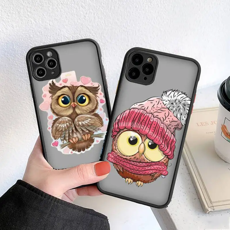 

Cute animal Owl Phone Case matte transparent For iphone 7 8 11 12 plus mini x xs xr pro max cover