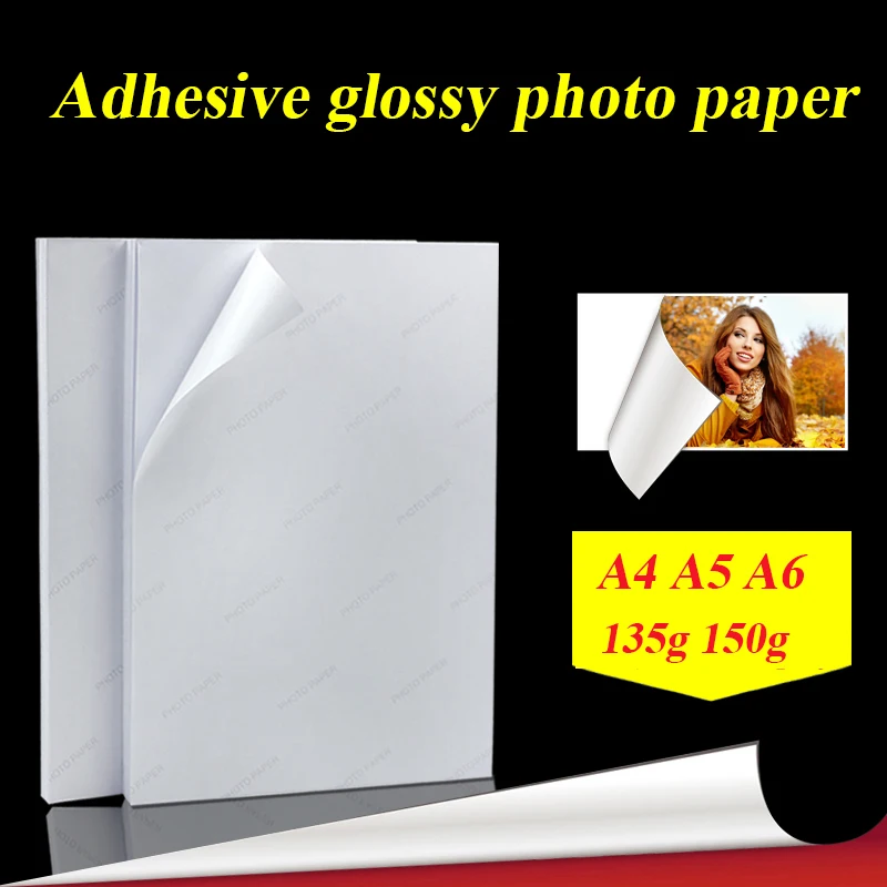 A4 50sheets A5 A6 100sheets 135g 150g high Glossy Self Adhesive Inkjet Printing with back glue sticker photo paper