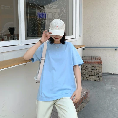 

Летняя новая рубашка HAN средней длины с коротким рукавом, летняя свободная хлопковая Однотонная рубашка, универсальная и удобная