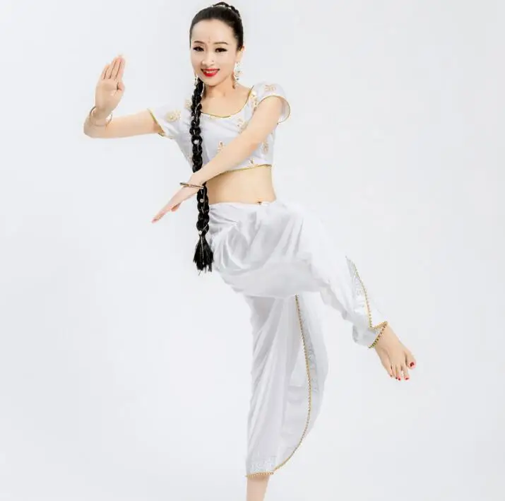 Женский костюм в этническом стиле индийский сари узкий танцевальный топ и