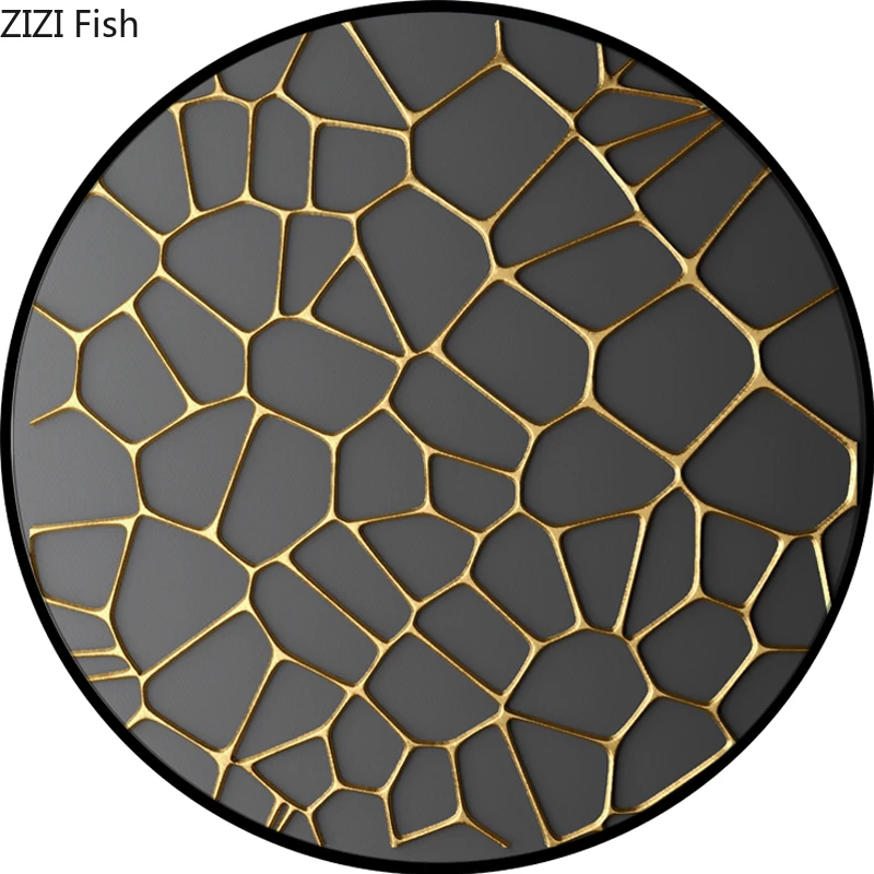Круглая абстрактная Настенная картина с золотым узором настенное украшение