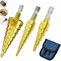 3 12mm 4 12mm 4 20mm drilling tools straight groove step drill bit titanium coated wood metal hole cutter core tool 3pcsset