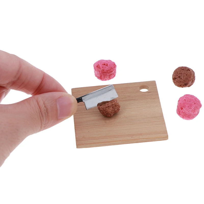 2 шт. кукольный домик Миниатюрный кухонный нож для еды разделочный блок резки