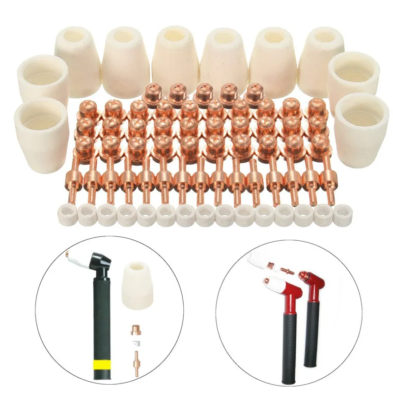 

75pcs Air Plasma Cutter Accessories For Cutter Torch Consumables KIT Electrodes TIPS Nozzles Fit CUT40 CUT50 Welding Nozzles