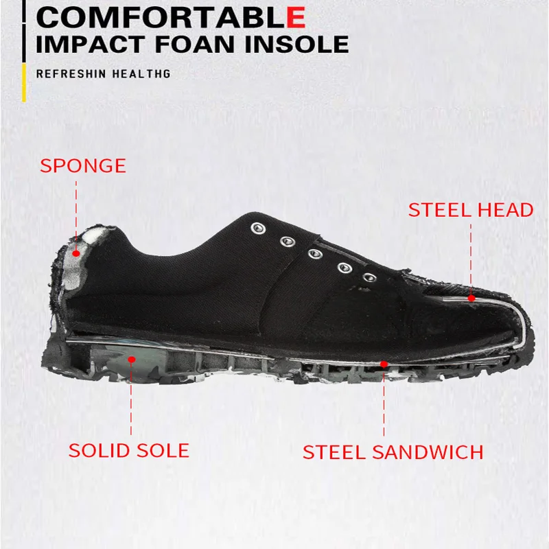 

New Indestructible Safety Casual Shoes Men Steel Toe Safety Boots Puncture-Proof Work Sneakers Breathable Shoes Plus Size 48