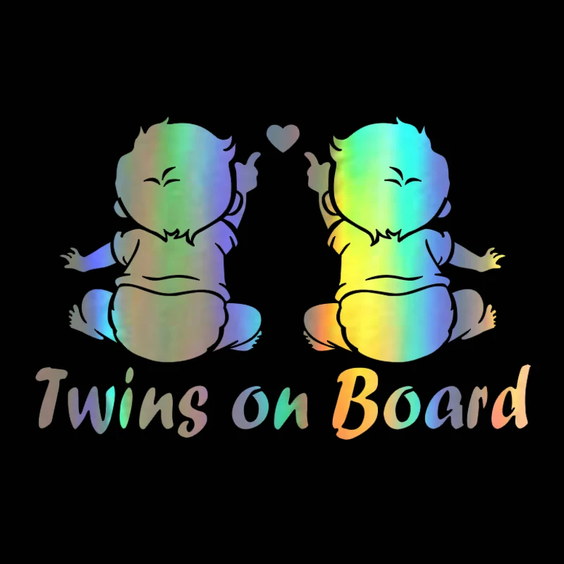 

Fashion Car Stickers Twins Baby On Board Window Bumper Motorcycle Laptop Decals Reflective Decoration Accessories PVC18*14cm