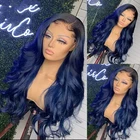 Синий парик Омбре из человеческих волос на сетке спереди для женщин 1Bсиний волнистый бразильский парик с застежкой на сетке 13x4 парик на сетке T-образный парик с застежкой