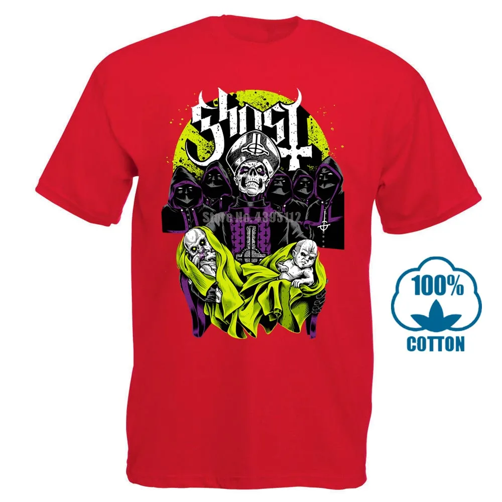 Красный Ghost Bc Papa Emeritus рок группа Черная Футболка размер S M L XL 2XL 3XL - Цвет: Красный
