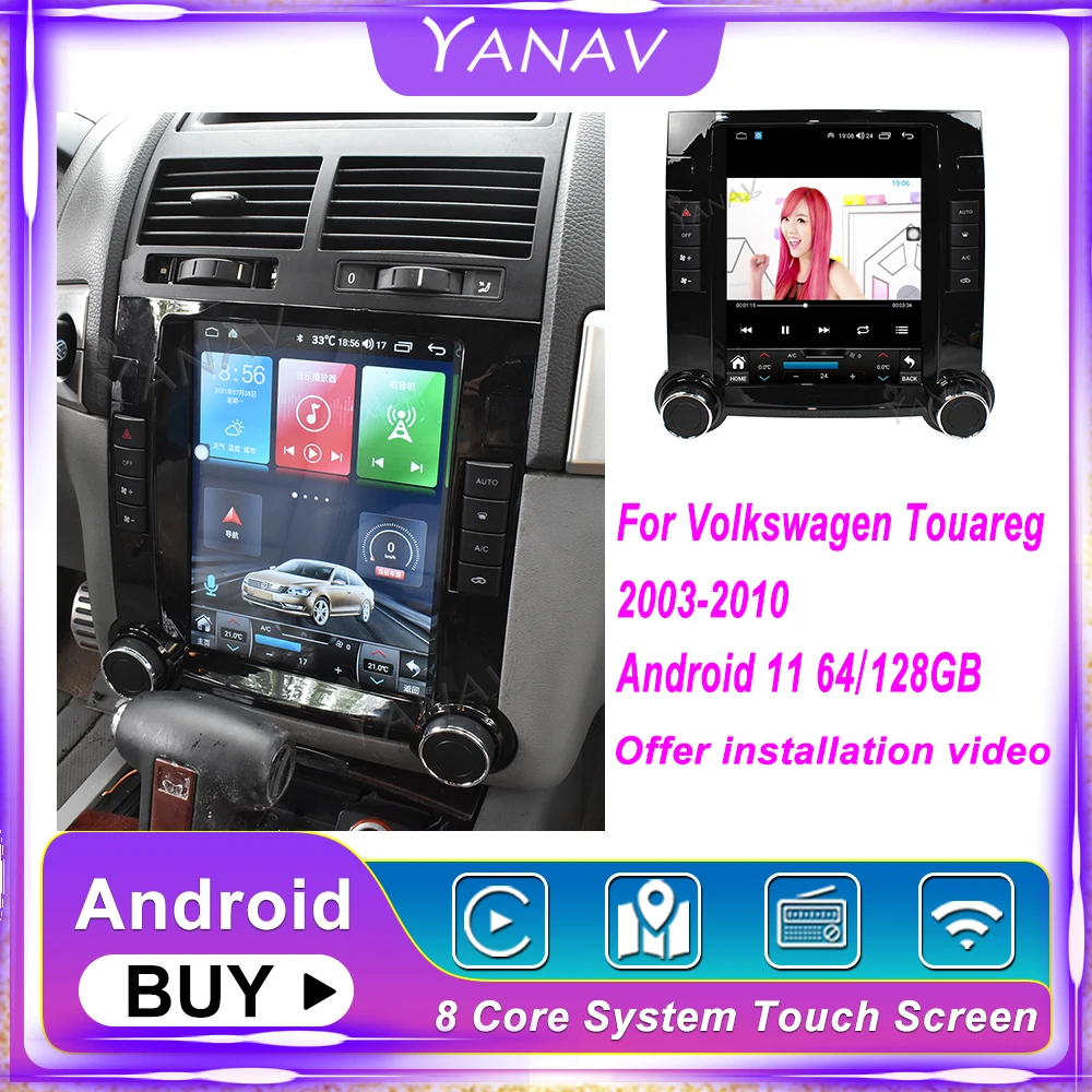 Car Radio For Volkswagen Touareg 2003-2010 Android 11 Unit Auto Stereo Receiver Multimedia Player GPS Navigation Head | Автомобили и