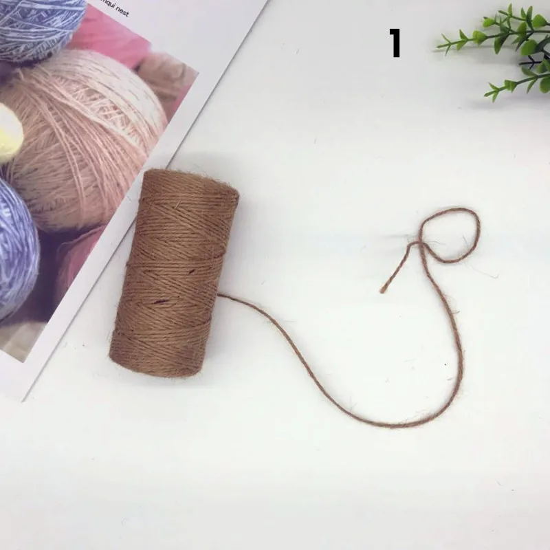1 Hemp color Джутовая веревка, ручная работа, 2 мм, винтажное украшение, цветная пеньковая веревка, подарочная упаковочная веревка, бирка для одежды, веревка, 100 метров на трубу - Цвет: 1 Hemp color