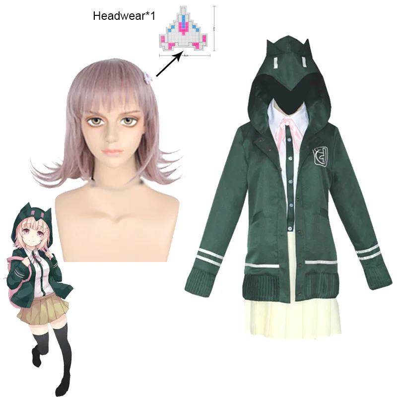 

Nanami ChiaKi Cosplay Costumes Danganronpa 2 Goodbye Despair ChiaKi Nanami Wigs+Headwear Halloween Carnival Costume