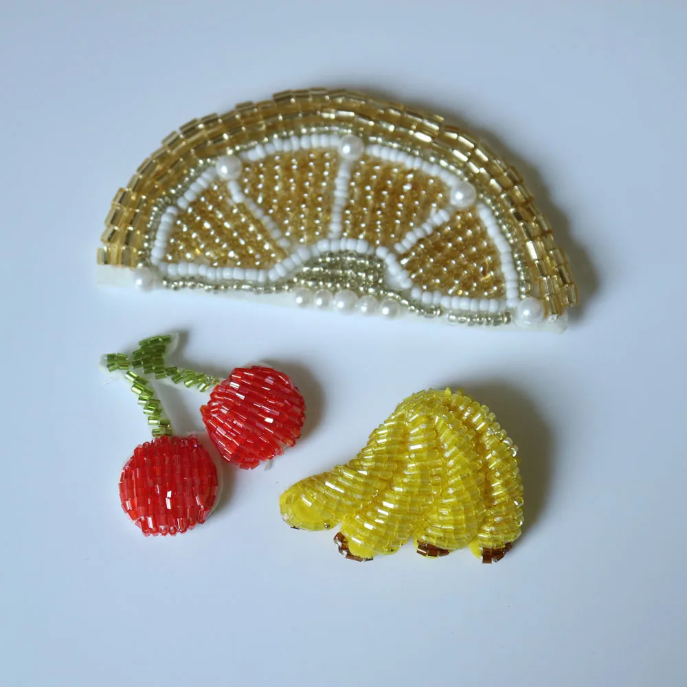 

3pcs/lot Fruits beaded patches for clothes DIY sew on parches appliques Embroidery applique parch ropa clothing accessory