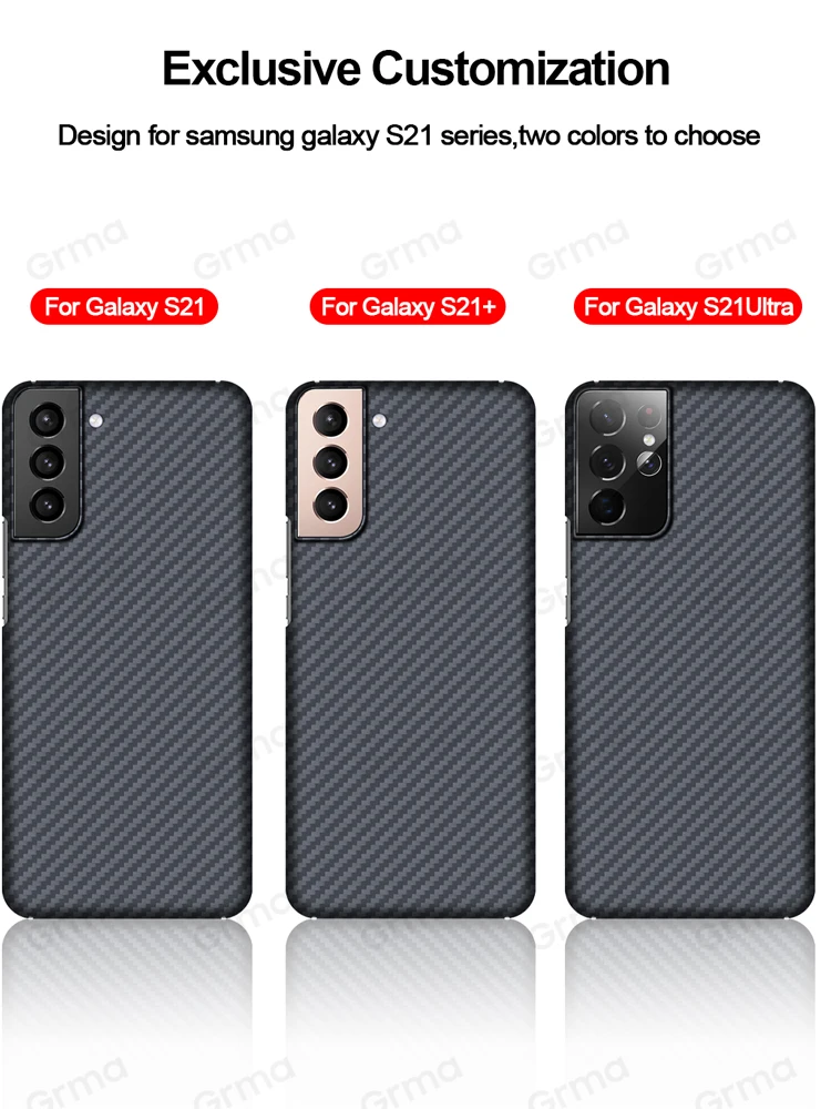 

GRMA Original Real Pure Carbon Fiber Back Cover for Samsung S21 Ultra Case Shockproof Cover for Samsung Galaxy S21 Plus Case