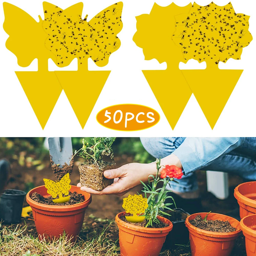 Клейкая Бумажная ловушка для мух 50 шт. желтые ловушки клеевой фруктов насекомых