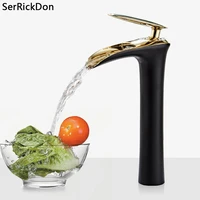 basin faucets single handle deck mounted chrome brass square tall bathroom waterfall sink faucet hot and cold mixer water tap
