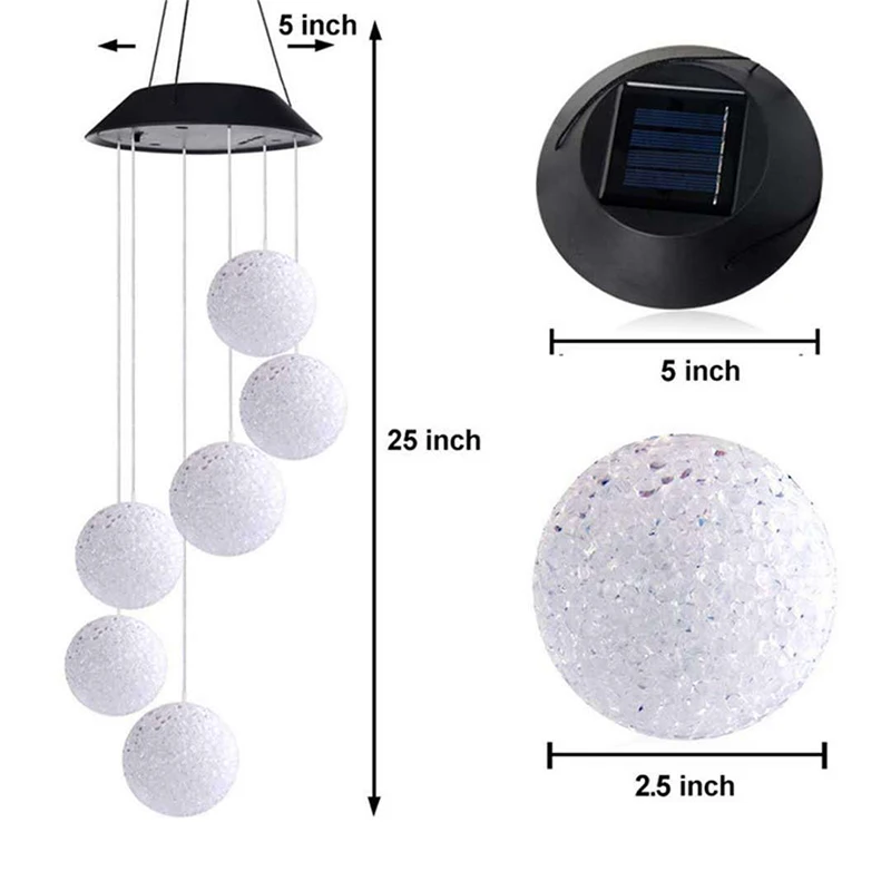 

Waterproof Solar Ball Lights Color-changing Ball Wind Chimes Lamp LED Decorative Outdoor Light String IP65 0.6W HVR88