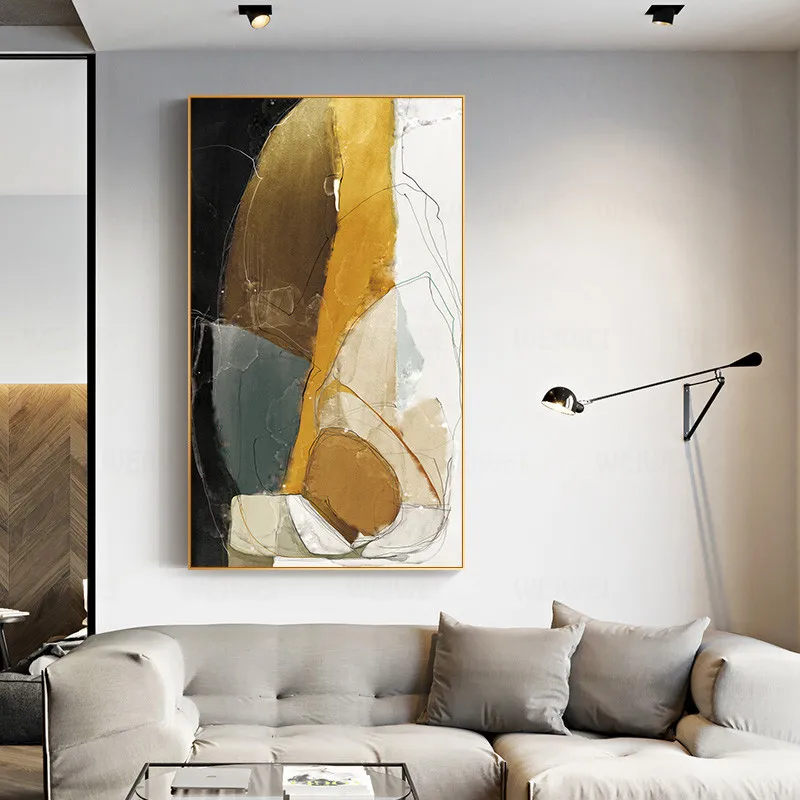 

Yellow Geometric Abstract Canvas Poster Print Modern Wall Art Painting Artwork Minimalist Picture Living Room Corridor Decor