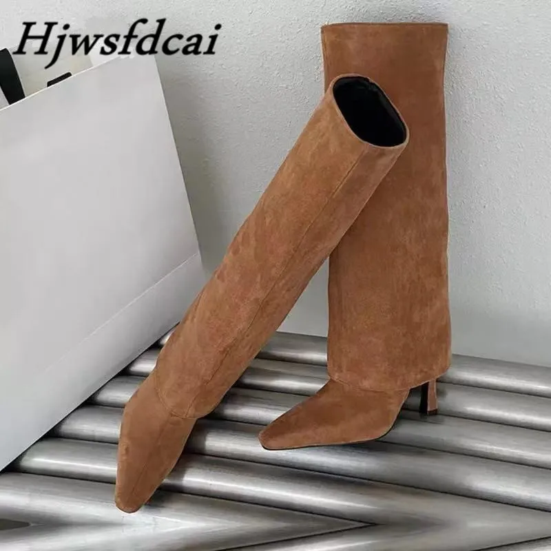 

Hjwsfdcai Over The Knee High Heel Boots Ladies Winter Non-Slip Square Toe Motorcycle Boots Women Boots Sexy Riding Boots