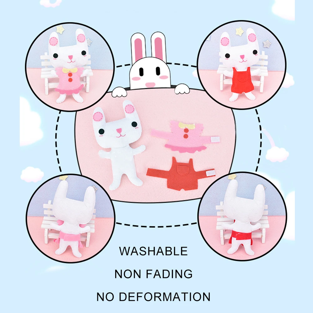 Детская тканевая книга из нетканого материала для рукоделия с кроликом ручная