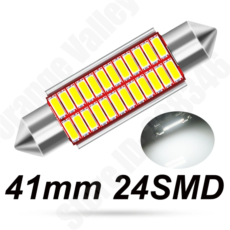 

100Pcs Festoon c5w LED 31 36 39 41 mm 12 16 20 24 led bulb 4014 SMD reading lamp car Interior Light DC 12V