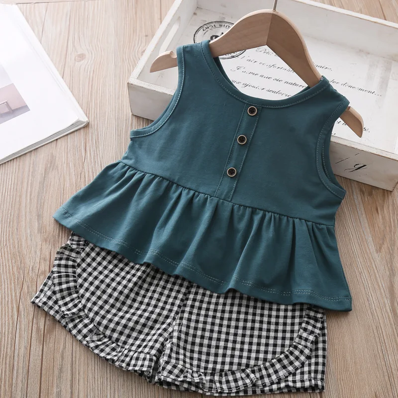 Детская одежда летний костюм для девочек маленьких повседневный спортивный