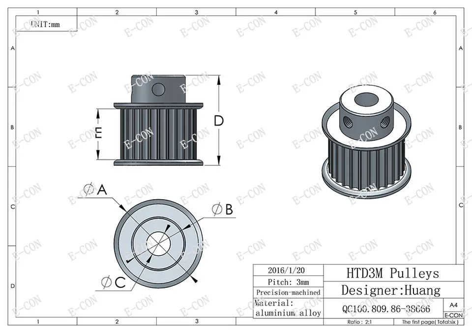 

1/5/10 PCS 3M Timing Pulley 26T for Stepper Motor 3D Printer 16mm Width HTD