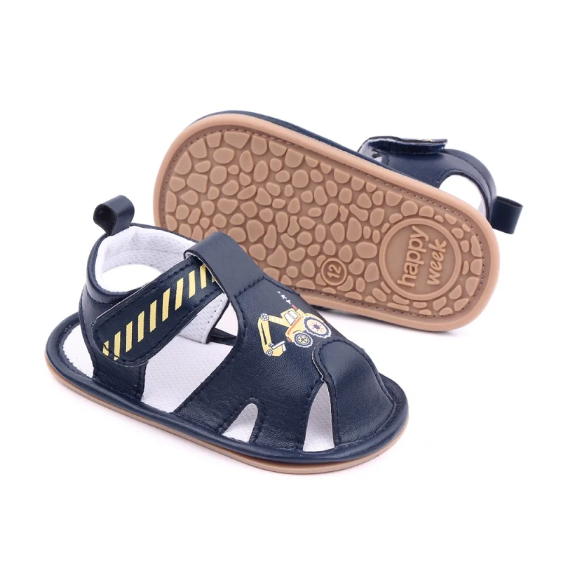 

Toddler Baby Sandals Newborn Infant Baby Boy Cartoon PU leather Non-Slip Sandals Rubber Sole First Walkers Size 0-24M