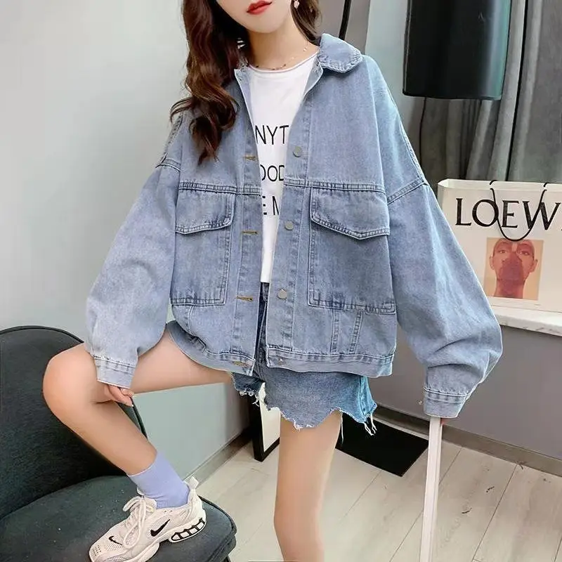 

Spring And Autumn Denim Jacket Women's Embroidery Loose Korean Versatile New Age Reducing Jacket Top Fashion In 2021