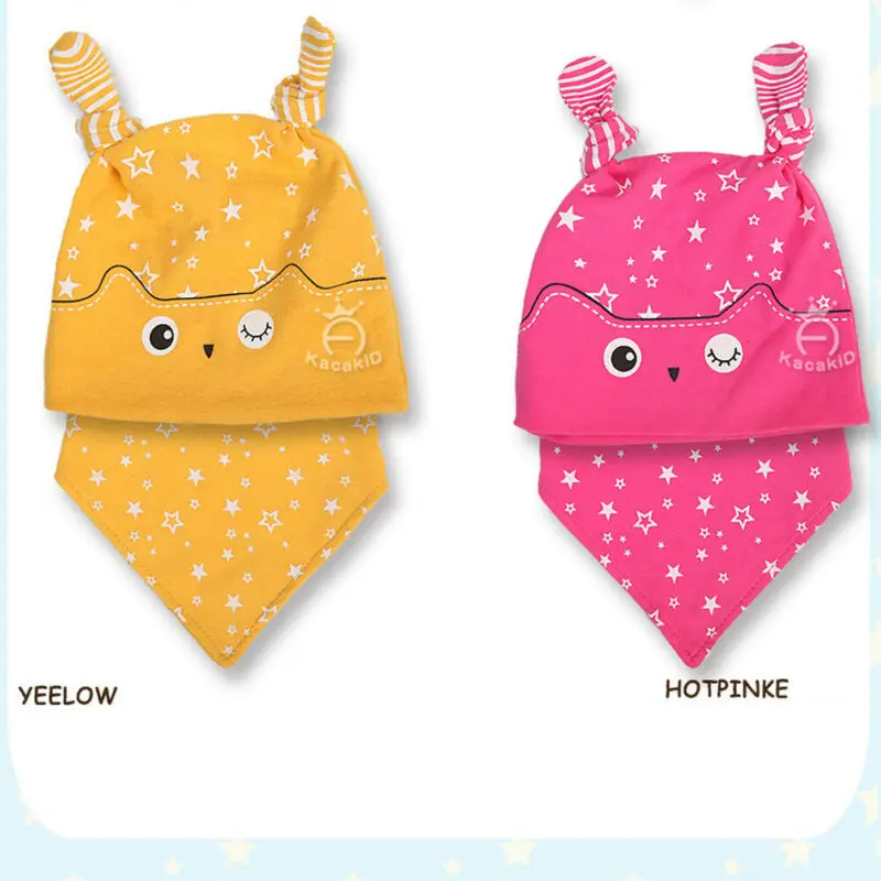 2019 Baby Accessories Toddler Infant Christmas Star Hat 3D Ears Cap Bonnet Beanie Scarf Head Neck Wrap 2Pcs Set Shower | Детская одежда