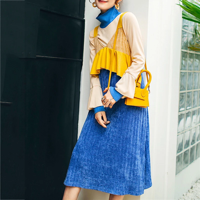 RealShe женское платье макси комплект из 2 предметов высокая горловина полный рукав