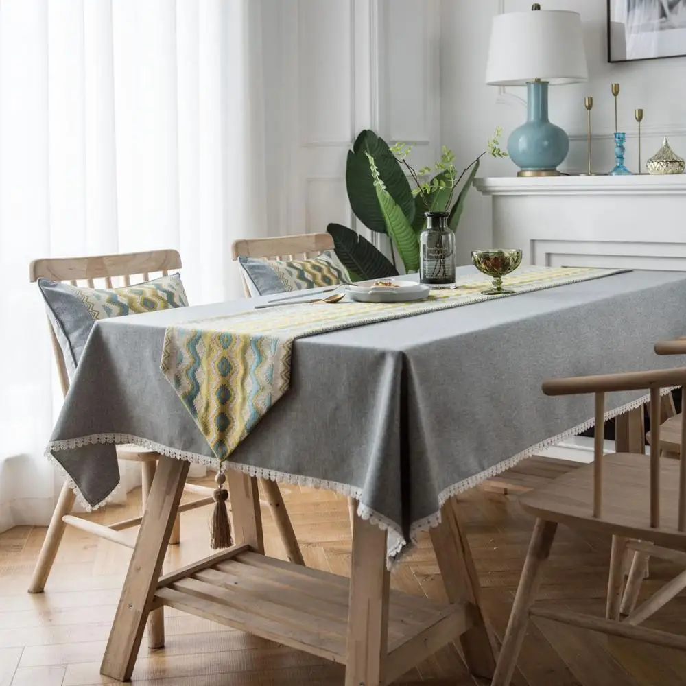 

Pastoral Polyester Jacquard Table Runner With Tassel Modern Home Decor Cabinet Coffee Hotel Tea Table Bed Runners For Party