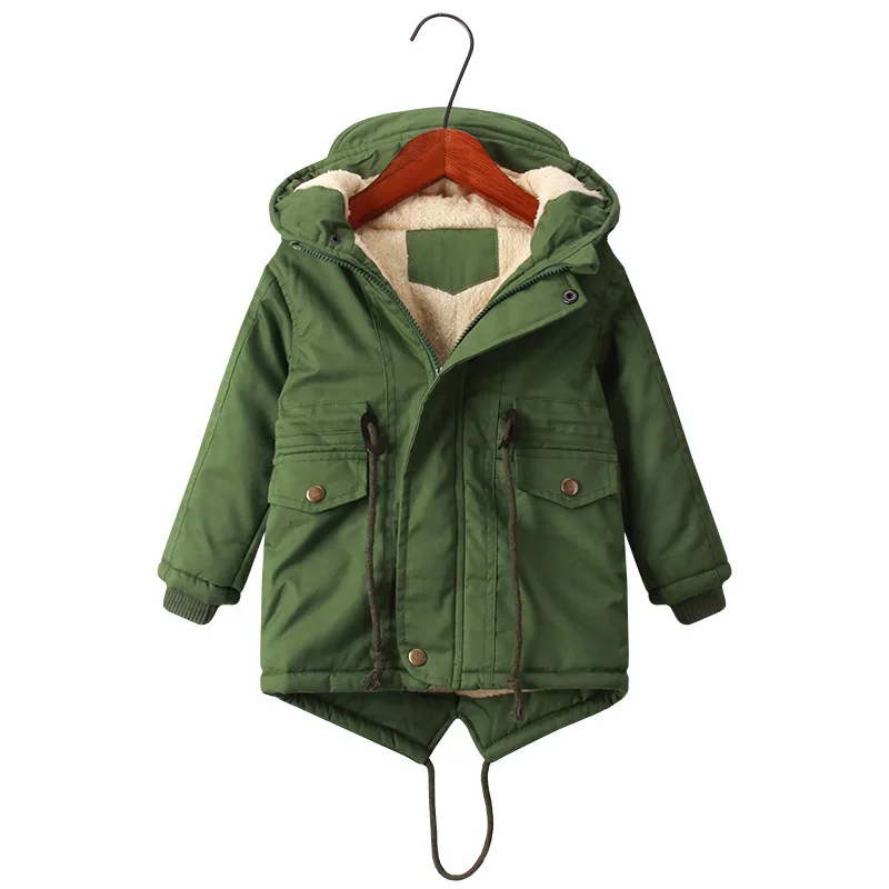 

fleece thickening hooded boys girls winter jacket thermal wind-proof fall kids coat warm children's clothes parkas