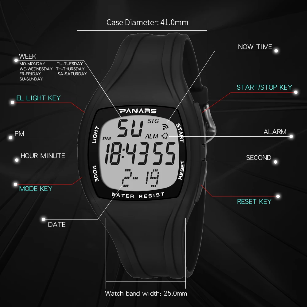 SYNOKE спортивные Для мужчин винтажные часы Водонепроницаемый светодиодный