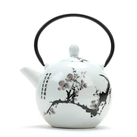 blue and white porcelain loop handled teapot ceramic teapot iron handle small teapot single teapot vintage jingdezhen