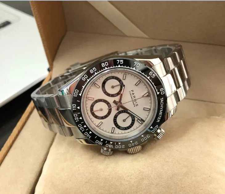 Сапфировое стекло 39 мм PARNIS японские кварцевые мужские часы многофункциональные