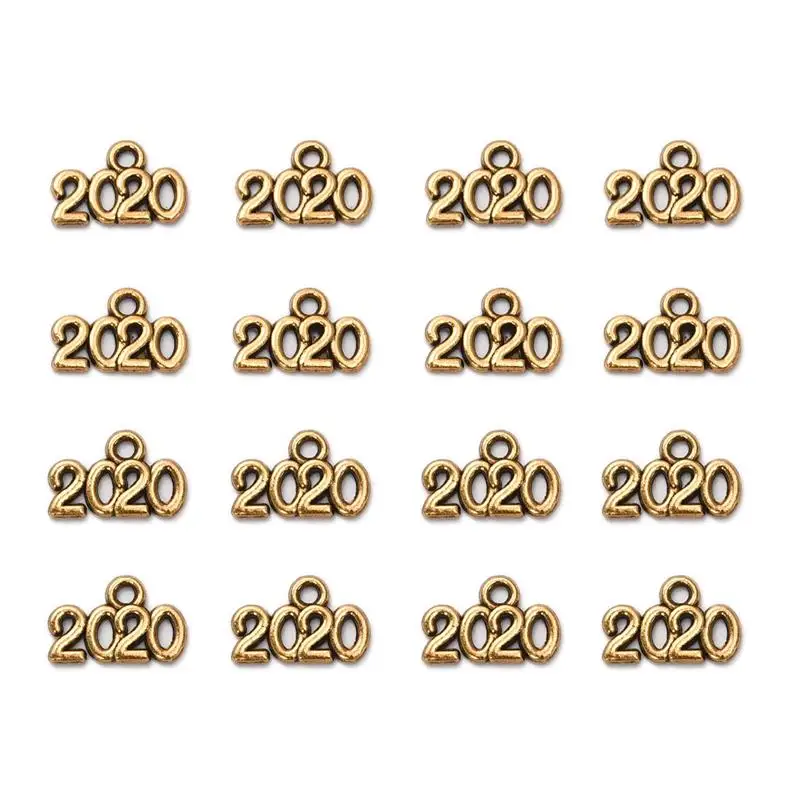 Antique Gold 100pcs 50/100 шт номер 14x9 мм год / Подвески цвета: золотистый, Серебристый сплав "сделай сам" для изготовления ювелирных изделий, подвеска для Цепочки и ожерелья браслета - Окраска металла: Antique Gold 100pcs