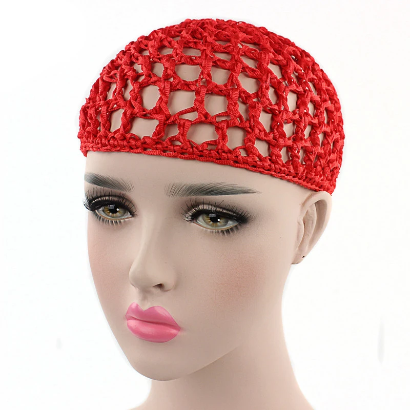 

Fashion Hair Net Crochet Cap Solid Color Turban Comfort Beautiful Hair Accessories Snood Sleeping Night Cover Women's Mesh Hat