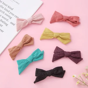 Повязка на голову из нейлона, бант из хлопчатобумажной ткани, школьная повязка на голову с бантом, однотонный аксессуар для волос с бантом, зажим для волос 36 шт.лот, 2020