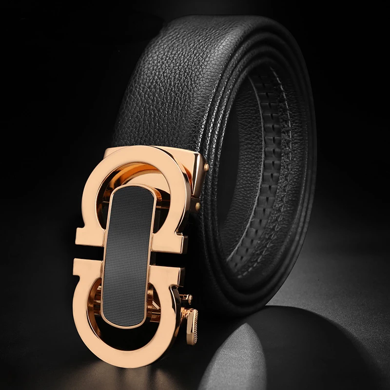 

Высококачественный мужской ремень из воловьей кожи с автоматической пряжкой для мужчин среднего возраста