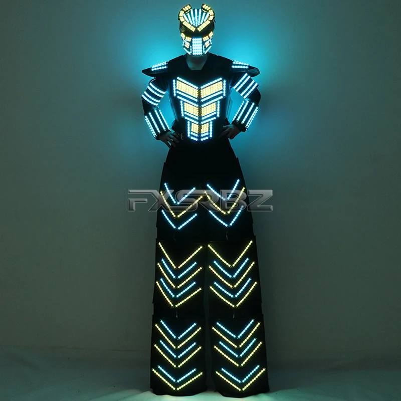 LED Robot Suit Clothes Kryoman Stilts Walker Luminous Costume High Heel Predator Laser Helmet |