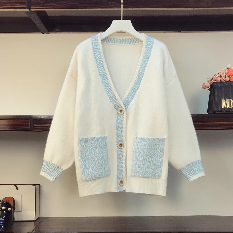 

2020 Women Winter Sweater and Cardigans Harajuku Loose Warm Cardigan Women Lantern Sleeve oversize Long Sleeve Winter Coat
