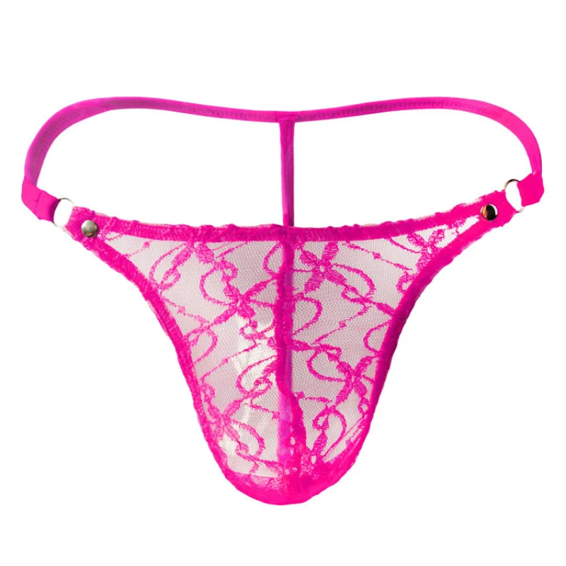 

Men's Sexy Lingerie Underwear Wholesale Transparent Mesh Dark Pattern Low Waist Sexy T-Back T-Shaped Panties
