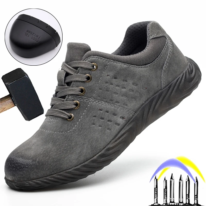 

Противоударные мужские сварочные ботинки с защитой от проколов, защитная Рабочая обувь из ткани Оксфорд с желеобразной подошвой, рабочие б...